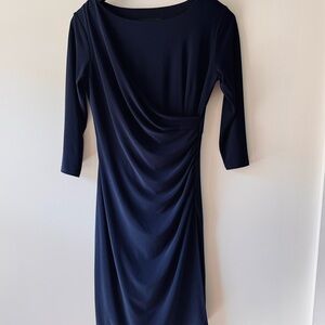 Evan Picone Blue Ruched  Sheath Dress